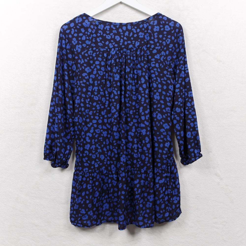 HD in PARIS Anthropologie Ressica Tunic Blouse Blue Geometric Abstract Sz‎ S - Picture 7 of 8